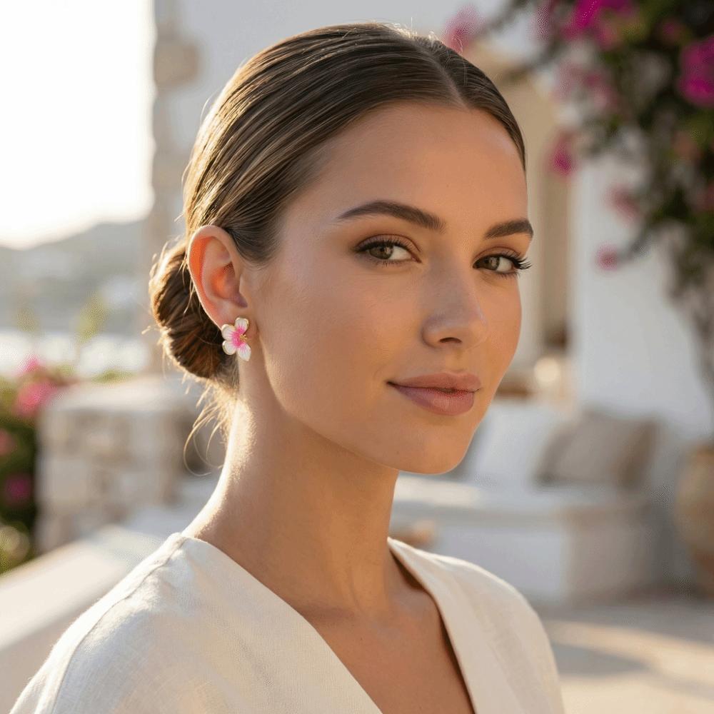 Temperament Drip Oil Flower Stud Earrings Metal Floral Earrings Gift Butterfly Earrings  Daily Wear