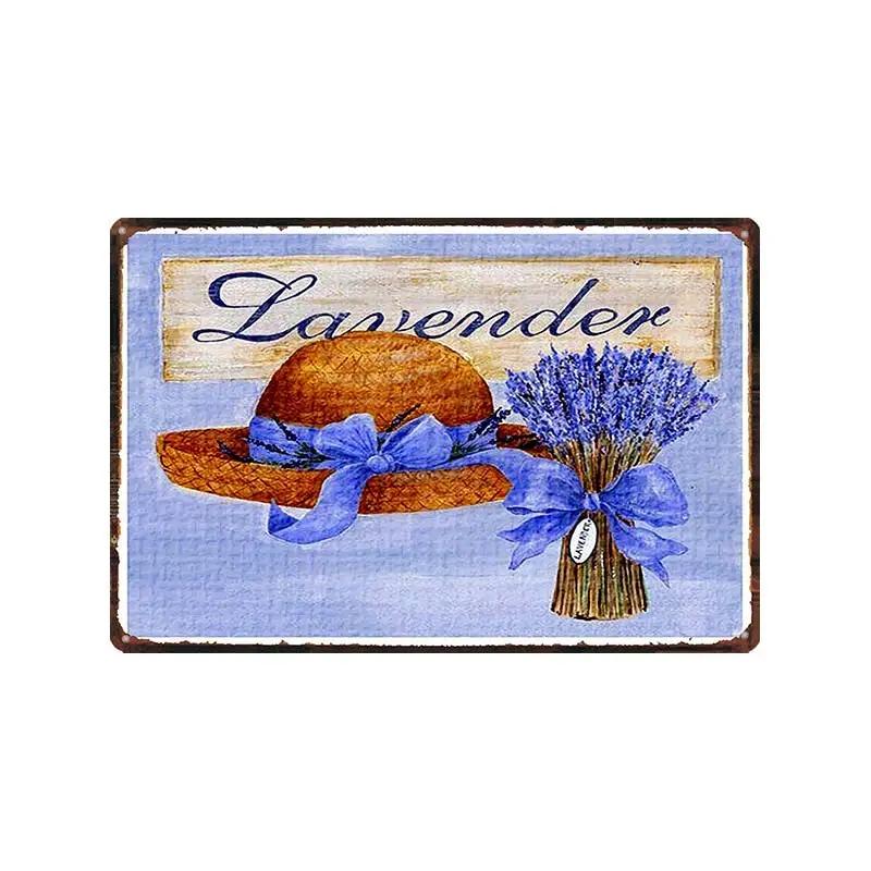

Садовая лаванда Металлические жестяные таблички Тарелка Фиолетовый цветок Фермерский дом Табличка Настенное искусство Дом Винтаж Украшение кофейного клуба Подарок другу 20x30cm