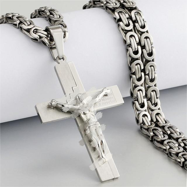 2026 Fashion Trend Personality Cross Pendant Flat Necklace Jewelry Men's Pendant Necklace Jewelry Accessories