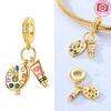 Pink Perfume Bottle Airplane Pendants Heart Cat Drawing Board Firefly Genuine Copper Bead Fits Bracelets Jewellery DoItYourself Women