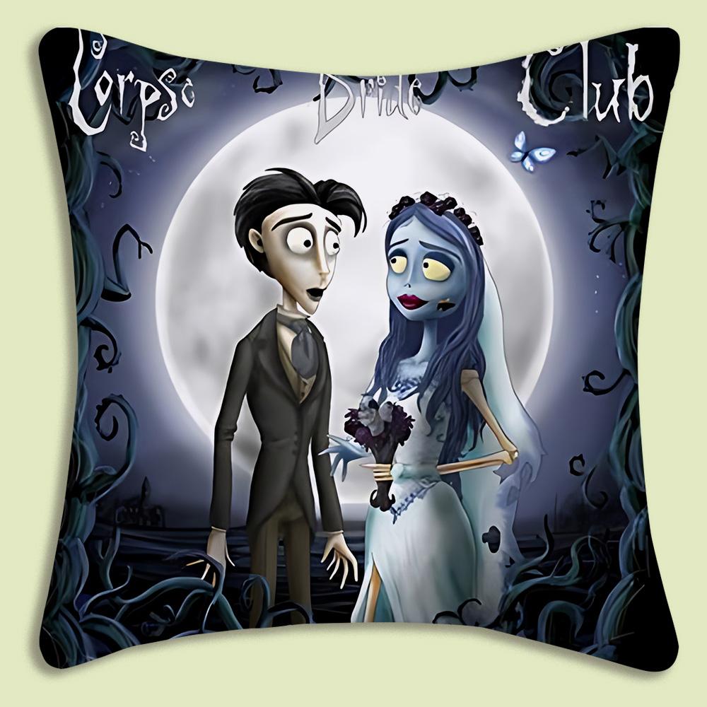 C-Corpse Bride Cartoon Anime Pillow Covers Cartoon Sofa Decorative Home Double-Sided Printing Short Plush Cute Cushion Cover