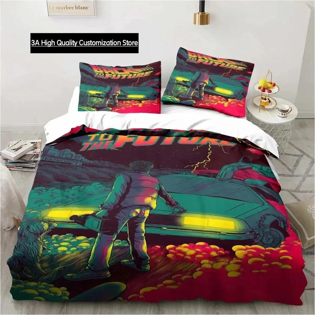 Návrat do budoucnosti Klasický film Retro povlečení Postel Třídílná sada Jednolůžko Dvojlůžko Velikost Queen King Povlak na přikrývku Dárek pro chlapce