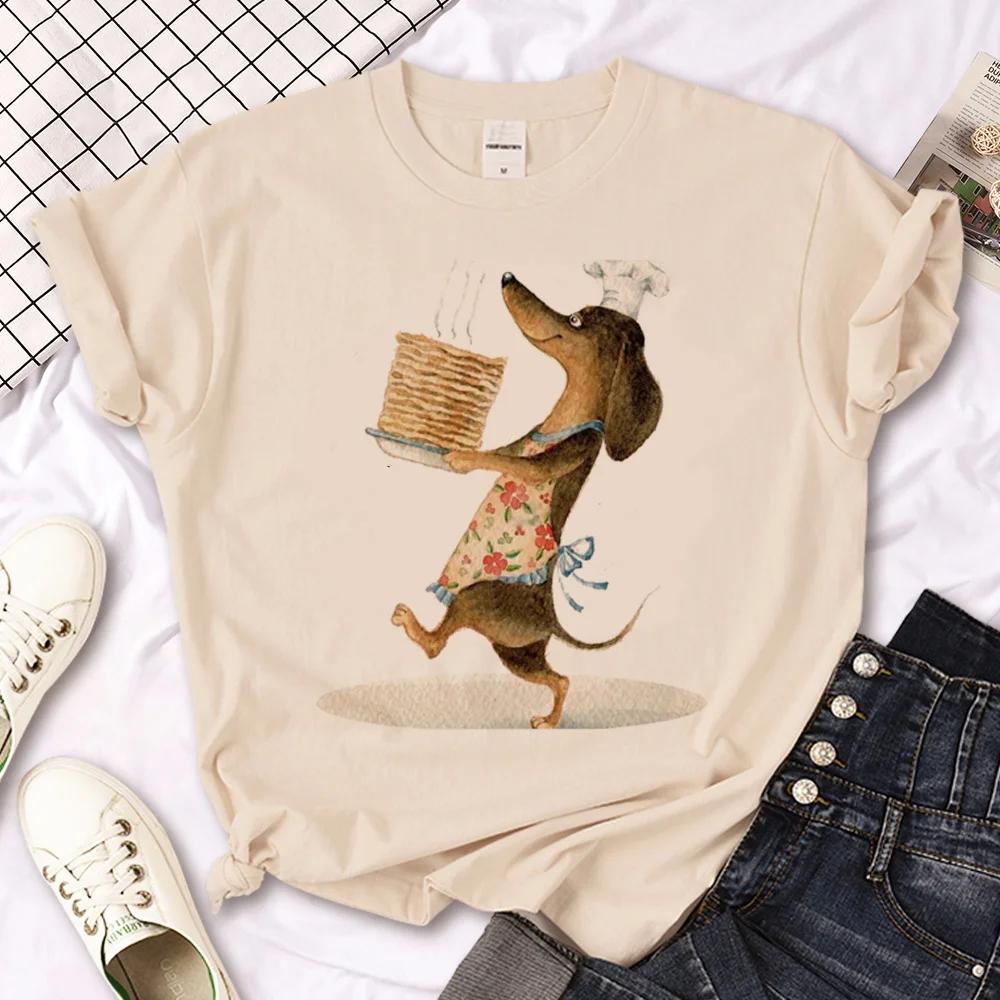Dachshund T-shirts Women Manga T Shirt Female Funny Y2k 2000s Clothing