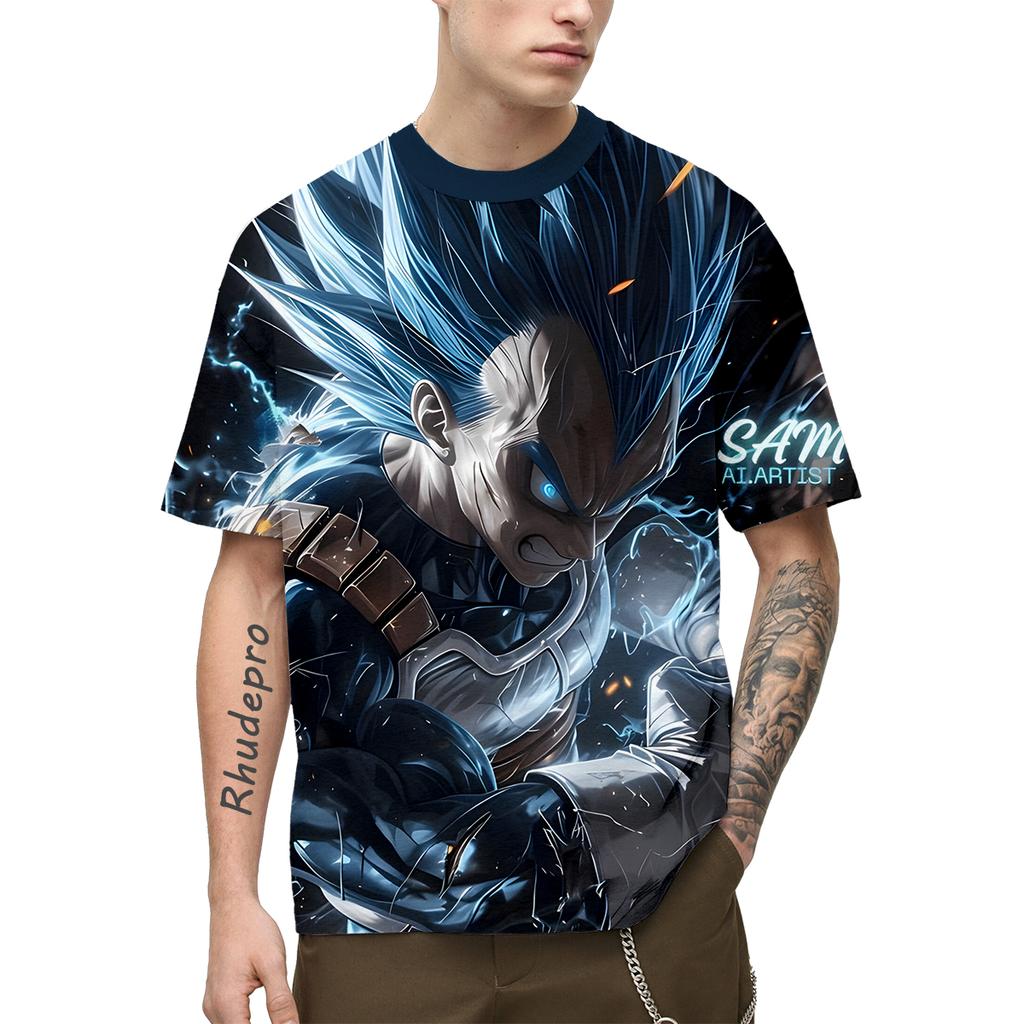 2024 Summer Men New Hot Anime Goku Vegeta All Over Print Cosplay Men Street T-Shirts Unisex Top Short Sleeve