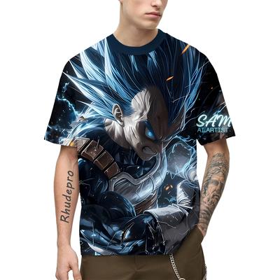 2024 Estate Uomo Nuovo Caldo Anime Goku Vegeta Stampa Completa Cosplay Uomo Street T-Shirt Unisex Top Manica Corta