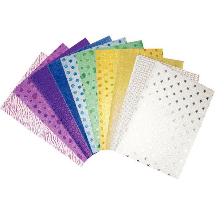 Feuilles adhésives pailletées - Multicolore - A4 - Lot de 10 - Décoration Noël - Motifs variés