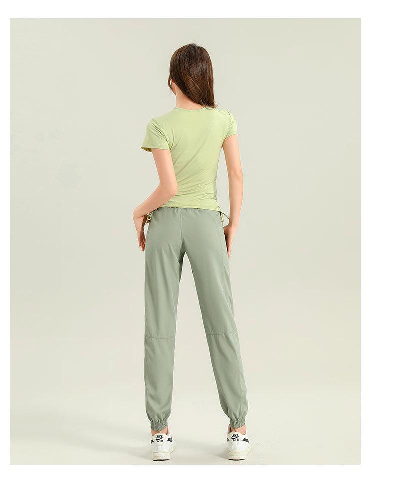 Women's High-End Quick-Dry Yoga & Running Set: Summer Half-Zip Short Sleeve Top with Loose Casual Ice Silk Pants