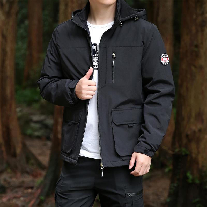 Plus Size Men's Cotton-padded Jacket Coat Autumn and Winter Leisure Young and Middle-aged Outdoor Jacket Plus Velvet Warm Coat