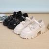 Mit kleinen Lederschuhen, dicker Absatz Absatz erhöht, einriemen schwarze Pendler-Schnalle, Mary Jane Single Shoes, Damen dicke Sohle