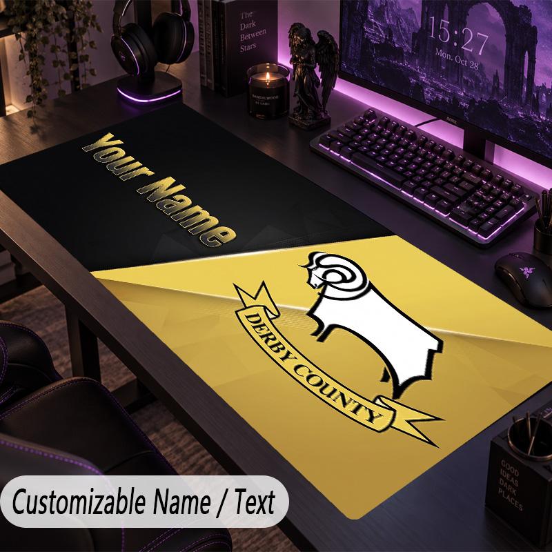 Large Mouse PadDerby County Custom Name Text Personalized Desk Mat Non Slip Gaming Pad