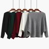 Herbst- und Winterstrickpullover, Einreiherkragen, Strickware mit Fledermausärmeln, Damen-Pullover-Unterziehshirt