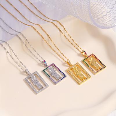 Colier pandantiv pătrat Fecioară, Colier versatil elegant retro hip-hop cu personalitate, Cadou