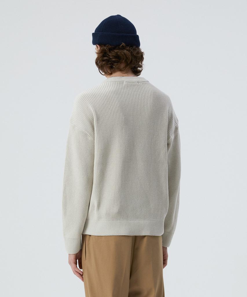 KNITTED Soft Cotton Drop Shoulder Waffle Knit Oatmeal