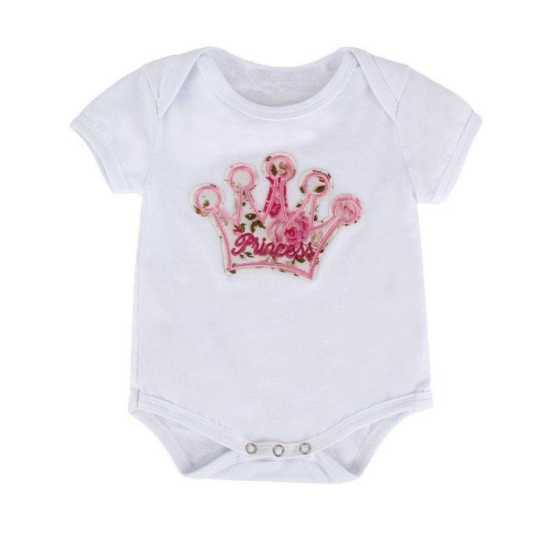 Spedbarn Nyfødt Småbarn Baby Jenter Søt antrekk Kortermede topper med trykk Romper Jumpsuit Body+buksesett