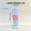 1PC Rainbow Yoga Life Letter Print 750ml Color Plastic Sports Water Bottle Leakproof Flip Straw Lid Suitable for Sports Office Home Use