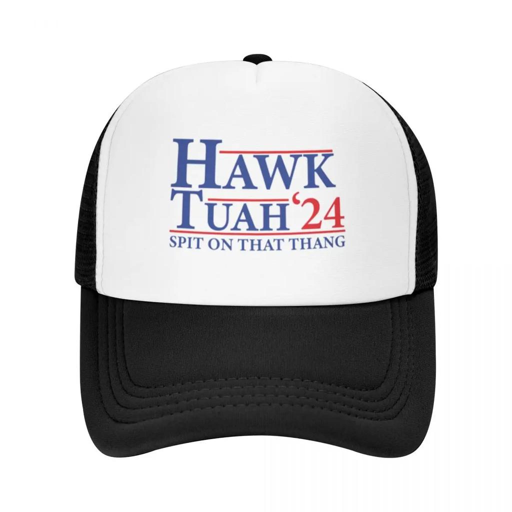 Blue Red Hawk Tuah Spit On That Thang Summer Mesh Baseball Caps For Womens Adult FeUnisex Beach Sunscreen Hats Trucker Cap