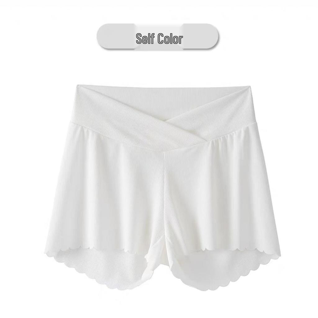Maternity Ice Silk Leggings: Summer Anti-Exposure Belly Support Shorts