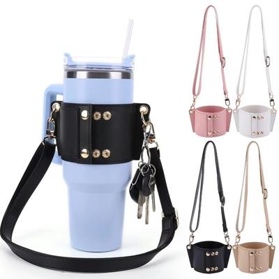 Neuer PU-Leder-Wasserflaschenträger Verstellbar mit Riemen Wasserflaschenhalter Flaschenschlinge Halter Für 30oz & 40oz Tumbler