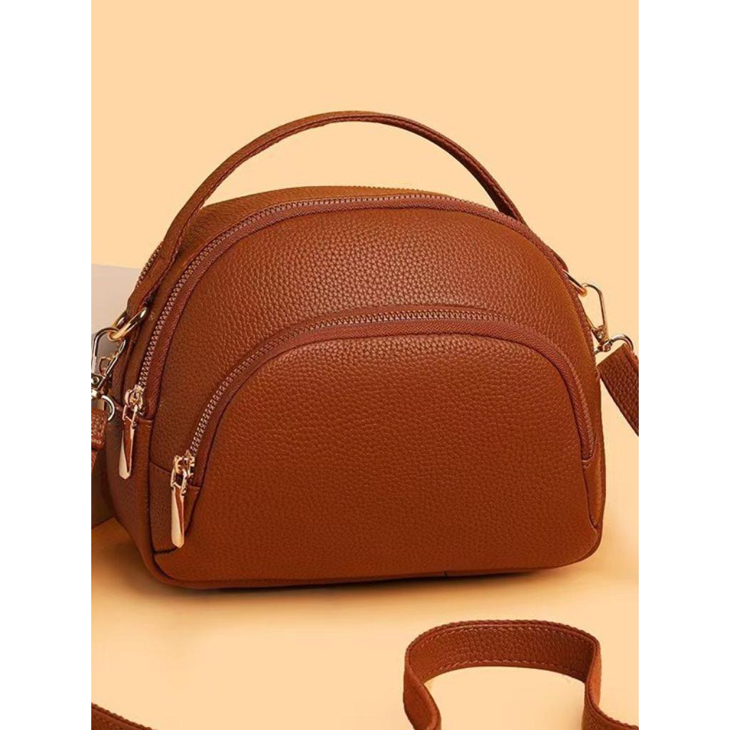 Crossbody Bag Women Faux Leather Multi Zipper Daily Commute