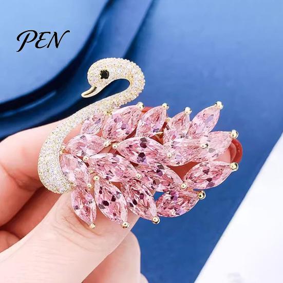 Sparkling Swan Brooch for Women, Rhinestone Decorative Lapel Shape Pin, Animal Shaped Jewelry Suits Coats Sweaters Sweater Decoration