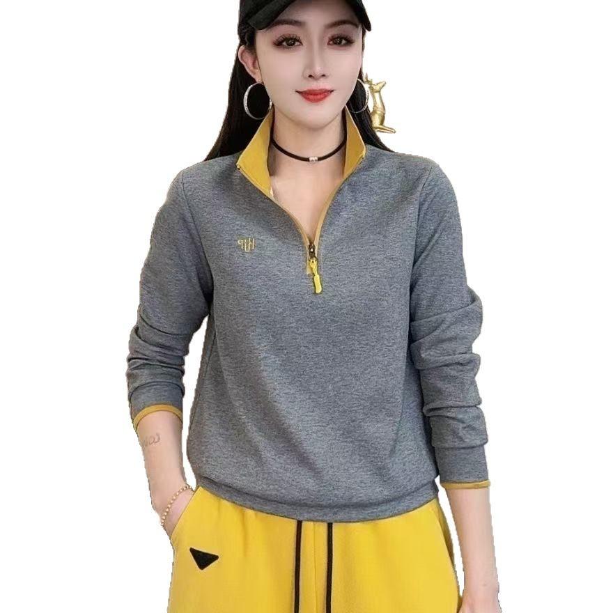 Neues Mutter Frühlingsmodisches Basic-Shirt für Damen Slim und vielseitig Langarm T-Shirt Sweatshirt Unterwäsche Top