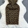 Summer Women Brand Designer Sexy Club Party Halter Print Letter Knitted Sweater Slim Bodycon Mini Short Sheath Dresses