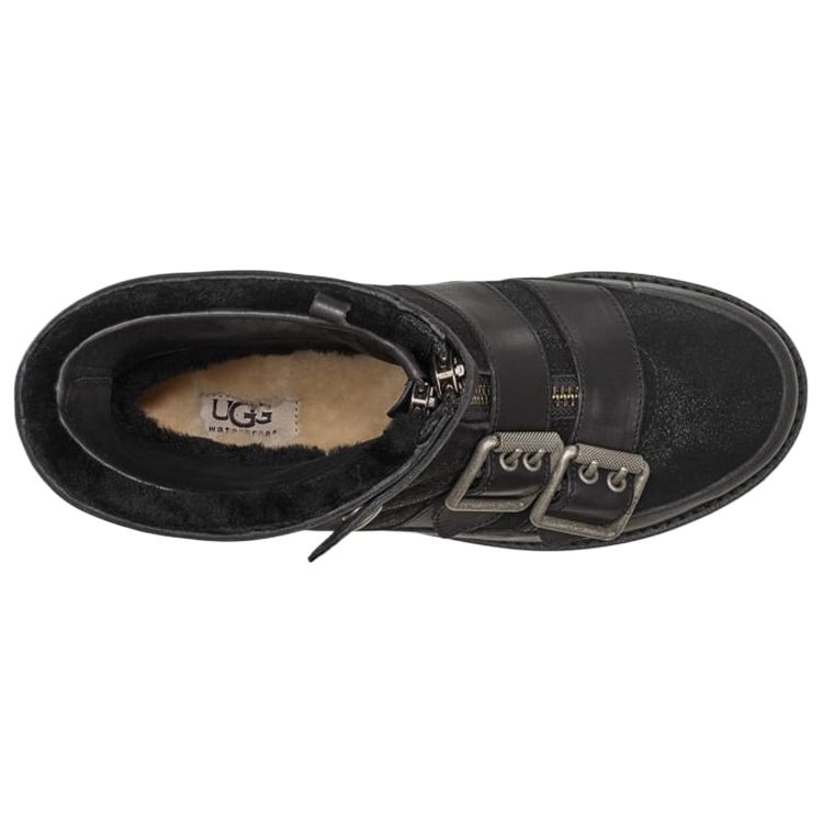 UGG Comfortable Sheepskin Zip Short Boots Women Boots Black 1106272-BLK