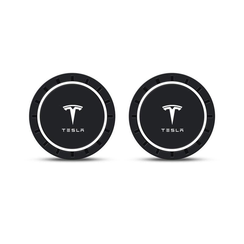 

Car Water Cup Pads Round Anti-slip Coasters Protect Accessories For Tesla Model 3 Model Y Model S X Cybertruck Juguete Roadster