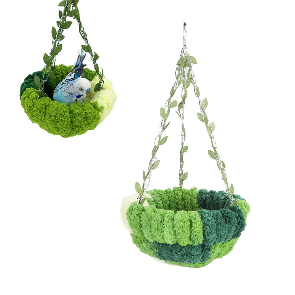 Bird Cage Hammock Parrot Hammock Bed Comfortable Soft Coral Fleece Hanging Bird Sleeping Nest for Cage Green Parrot Hammock Bed
