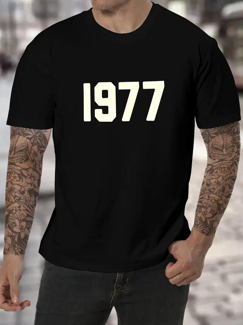 

Mens 1977 Year Printed Vintage T-Shirt Short Sleeve Casual Cotton S-2XL Tees 5XL різнокольоровий