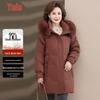 Yalu Women's Mid-Length 90% Duck Down Parka with Fox Fur Hood