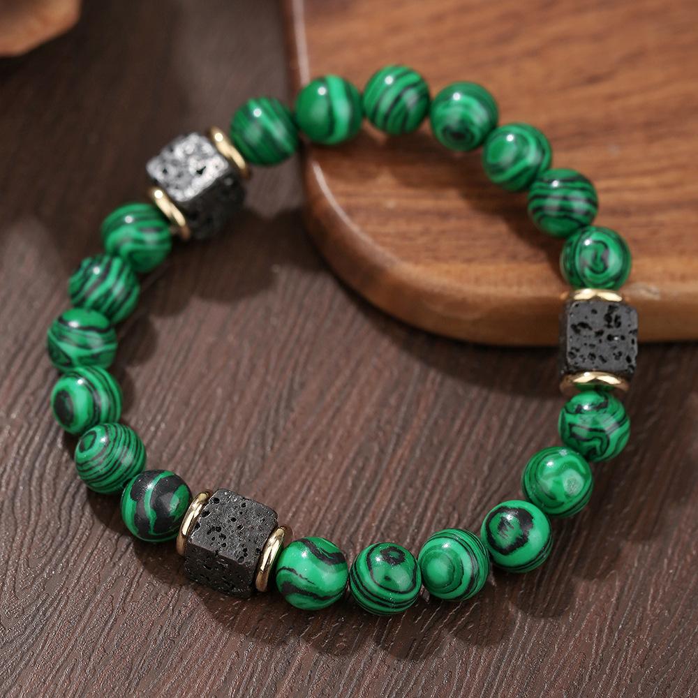 Fashion Personality Geometry Square Volcanic Stone Bead Obsidian Bead Energy Bracelets for Men Women Couple Jewelry Accessories