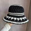 Summer Pattern Women Hollowed Out Hat With Large Brim Uv Sunshade Outings For