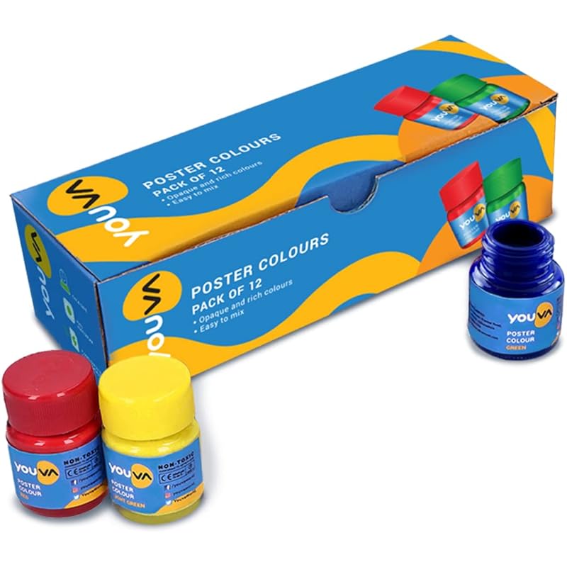 

Youva Navneet|Poster Colours For All Age Groups|Liquid Colours|10 Ml Each|Pack Of 12, Multicolour 10 ml (Pack of 12)