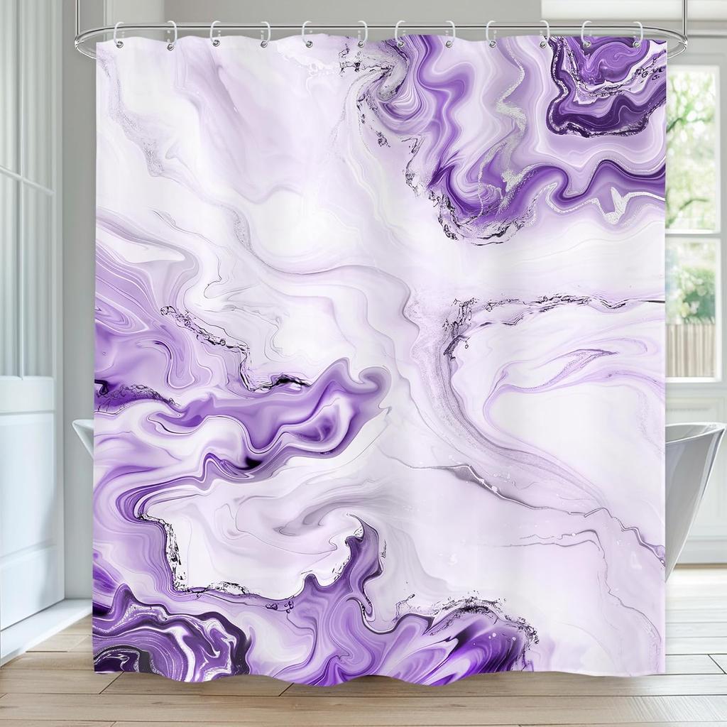 Blue Green Abstract Shower Curtain Modern Ombre Minimalist Marble Luxury Contemporary Simple Unique Cloth Fabric Waterproof