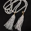 Imitation Pearls Bead Necklace Tassels Choker Elegant Fringes Neckchain Ornament