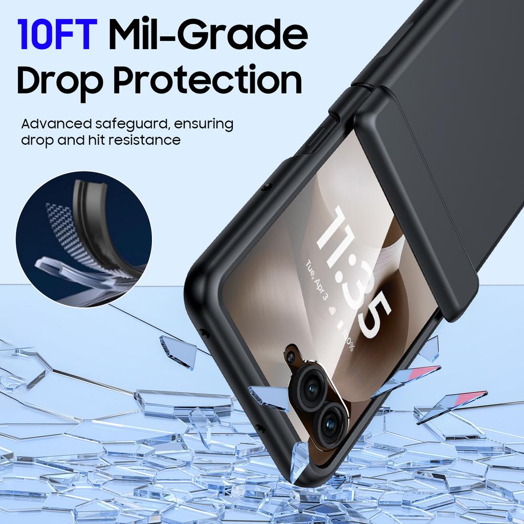 Per Motorola Razr 60 Ultra / Razr Ultra 2025 Con Protezione Cerniera, Pellicola Protettiva Schermo, Custodia Telefono Robusta Anti-Graffio Antiurto per Tutto il Corpo-Nero