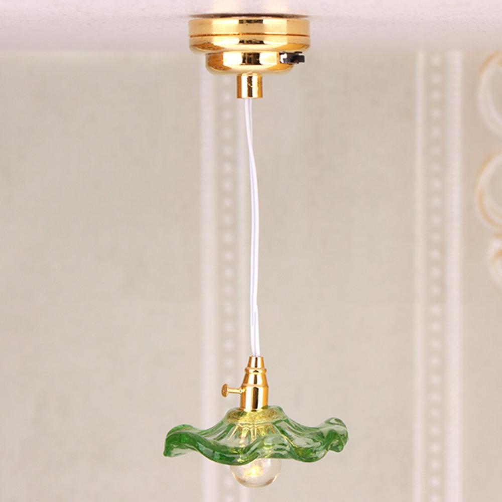 Mini Dollhouse Colored Glass Lamp 1:12 Home Table Lamp Model Lighting Model Doll House Accessories