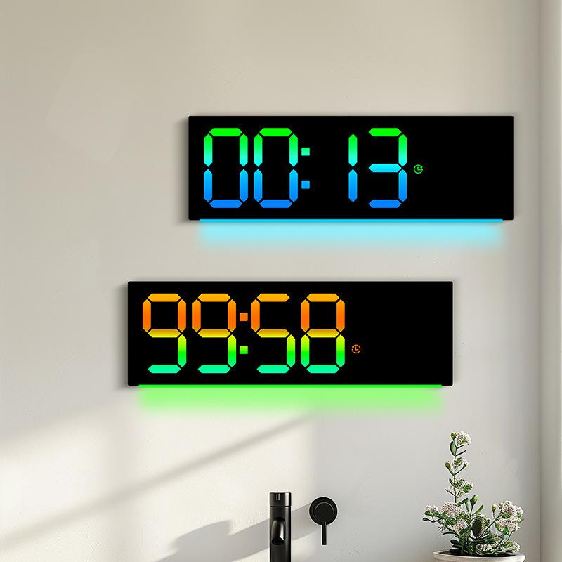 LED Color-Changing Wall Clock RGB Display, Multi-functional Alarm Clock, Large 6677R.