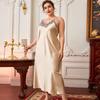 Plus Size Lace Trim Silk Nightgown with Robe - Spring/Summer Casual Sleepwear