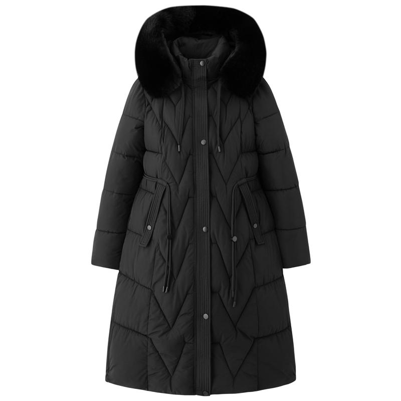 Fashion Woman Long Parkas Winter Coats Hooded Faux Fur Collar Thick Warm Overcoat Women's Jackets