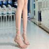 Rhinestone High Heels Women's 2026 New Summer Heel Beautiful Sexy Open Toe Lace-up Sandals