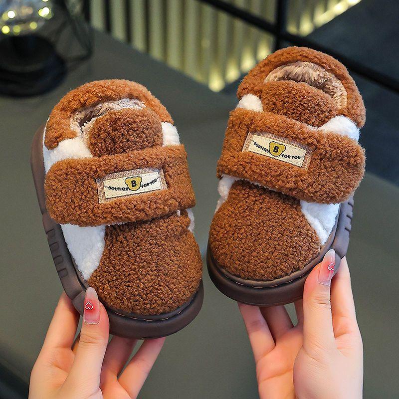 Barnetøfler i bomull Tegneserie Søt Hjem Varm Sklisikker babypels Tøfler Mote Hjem Myke tøfler