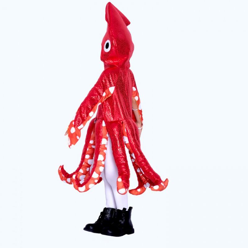 Kids Octopus Costume Halloween Party School Event Cute Sea Creature Outfit Anime Style Unisex Jumpsuit