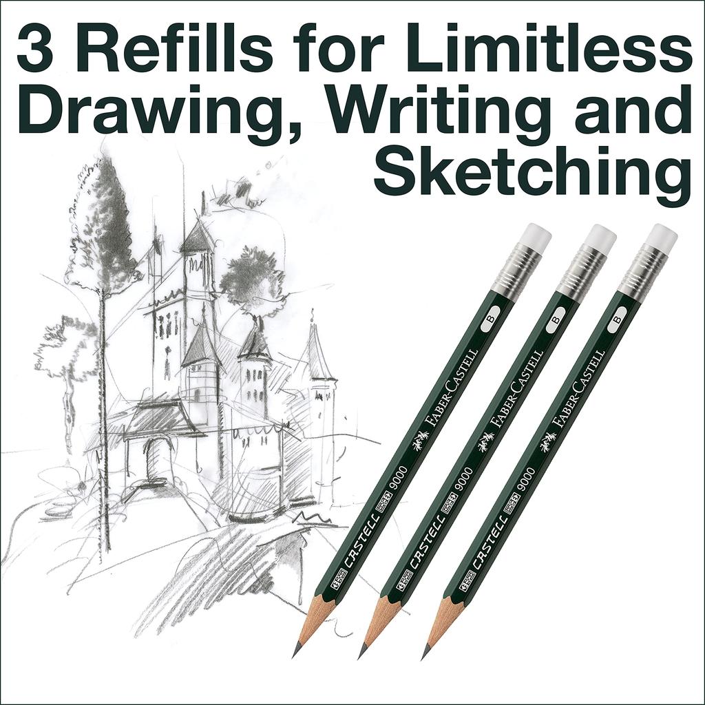 Faber-Castell Perfect Pencil 9000 (3 Refills) - #2 Lead, Sharpener, and Pencil Extender