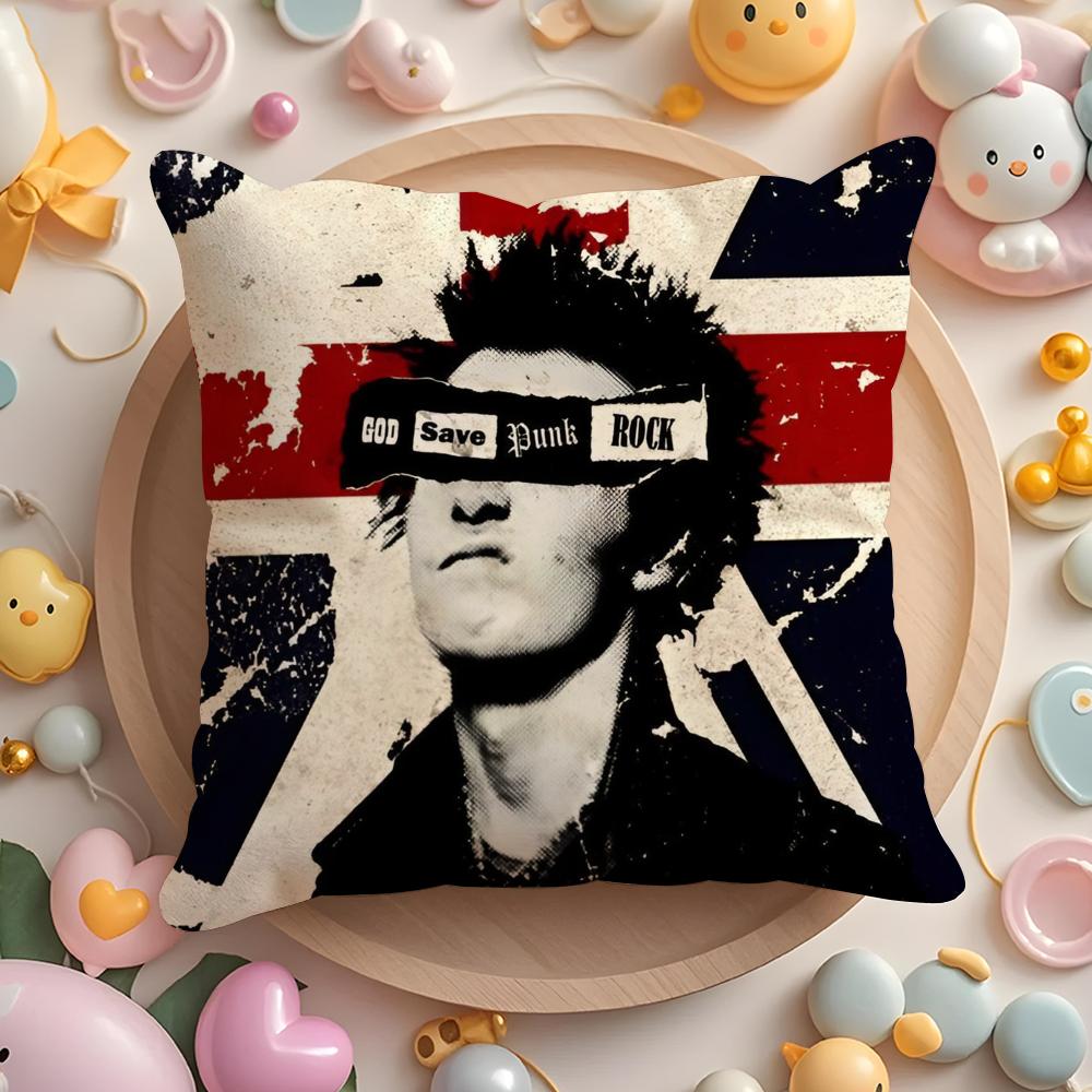 Punk Rock Band S-Sex Pistols Pillow Case Short Plush Double-Sided Printing Home Machine Washable In Warm Winter Cushion Cover