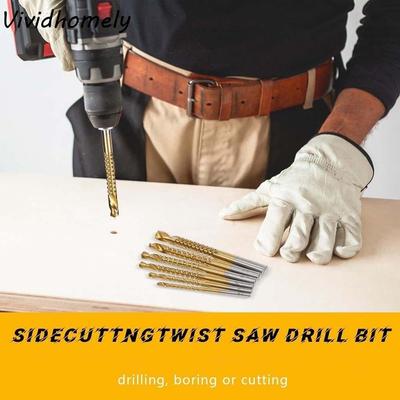 6pcs Multi-functional Twist Bore Bits 3-8MM Straight Shank Grooving Drills Steel Coated HSS Drill Bits Plastic Plate