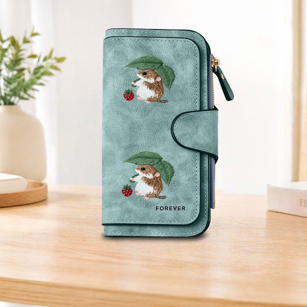 Unisex Hamster Strawberry Pattern Long Zipper Wallet Large Capacity Card Holder Fashionable Zipper Coin Purse Versatile Clutch Bag Perfect For Daily