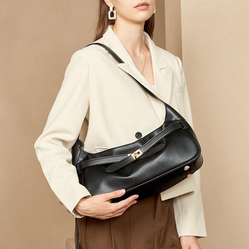 Women's Cowhide Fashion Shoulder Bag Light Luxury Leather Large Capacity Women's Commuter Underarm Tote Bag