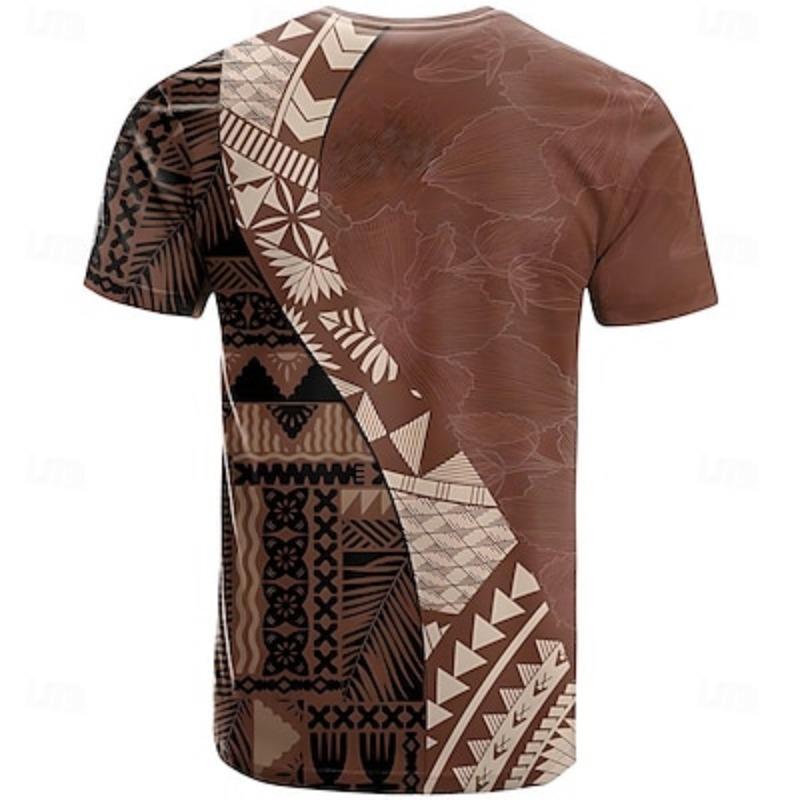 

Мужская футболка с принтом ацтеков Paisley, футболка с коротким рукавом, 3D-принт, рубашка с круглым вырезом, модная этническая уличная повседневная коричневая хаки, летняя и весенняя одежда 6XL